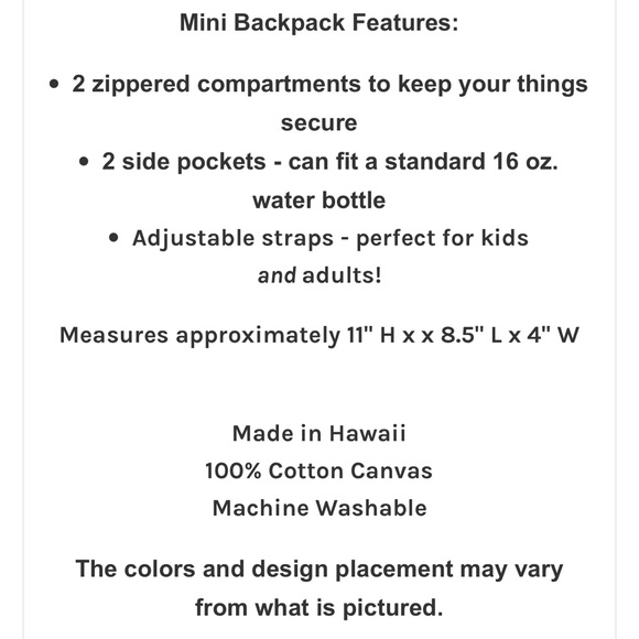 🌺 NEW HAWAIIAN CANVAS MINI BACKPACK - Picture 2 of 2